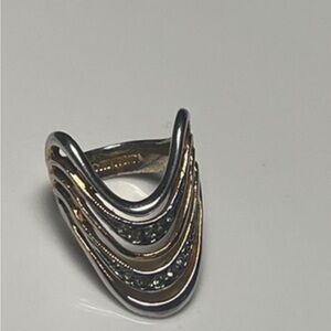 Vintage ESPO 12K Gold Filled Ring Retro Arch Wave Marcasite Unique Jewelry